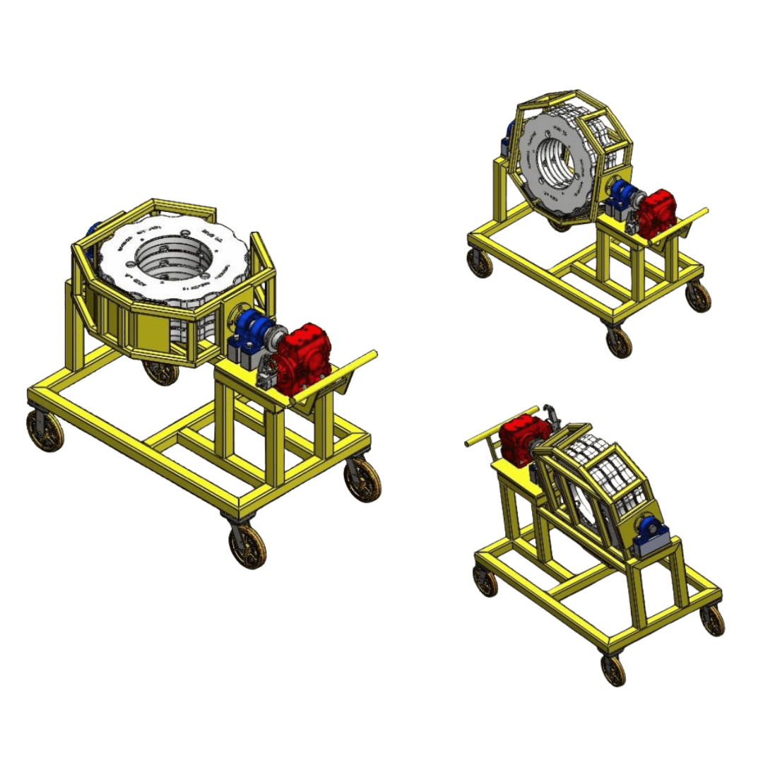Dispositivo motorizado
para movimentação
de grandes componentes
rotativos industriais